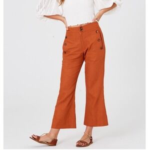 Jen's Pirate Booty Gwen Sailor Pants Womens XS/S Sunburn Linen Blend Wide Leg